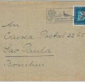 82198 - SWITZERLAND - Postal History - Single stamp COVER  to BRAZIL 1948 SKIING