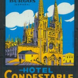 87083 - SPAIN  - Vintage hotel LABEL -  Hotel CONDESTABLE - Burgos