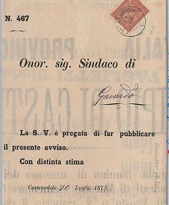 55420 - ITALIA REGNO - STORIA POSTALE: Sass T15 su BUSTA da CASTENEDOLO 1875