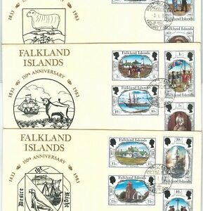 73977 - FALKLAND - set of 3 FDC COVER  1983 - BOATS Royalty LIGHTHOUSE