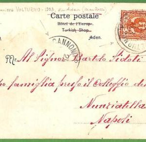 ah2402  -Aden ITALY - POSTAL HISTORY - NAVE Reale Cannoniera VOLTURNO - 1903