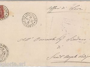 55434 -  REGNO - STORIA POSTALE: BUSTA con annullo di Ospedaletto Lodigiano 1891