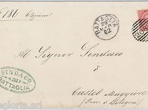 55439 -  REGNO - STORIA POSTALE:  BUSTA con annullo numerale 2082 BATTAGLIA 1882