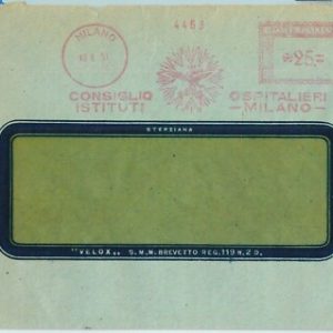 90459 - REPUBBLICA - STORIA POSTALE : Annullo ROSSO MECCANICO: OSPITALI Milano
