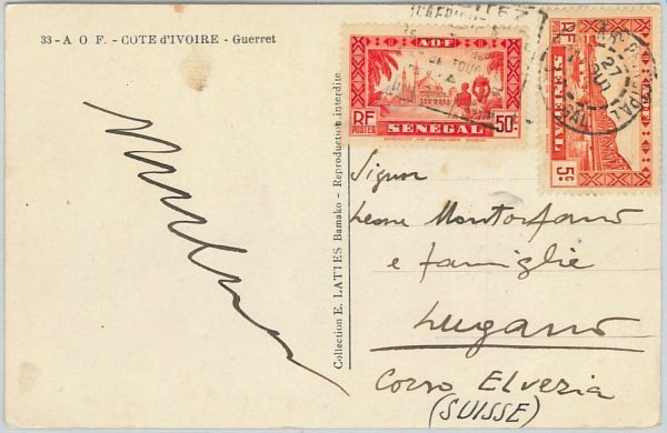 59356 -  SENEGAL - POSTAL HISTORY:  POSTCARD  to SWITZERLAND - 1930'S