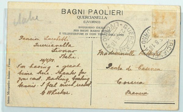 73510  - CARTOLINA d'Epoca: LIVORNO Città - Quercianella   1916 - immagine 2