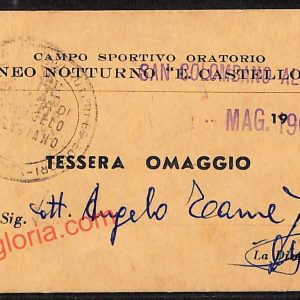 ag9272 - TESSERA D'EPOCA - Milano - Torneo Notturno ''E. Castel Lotti''