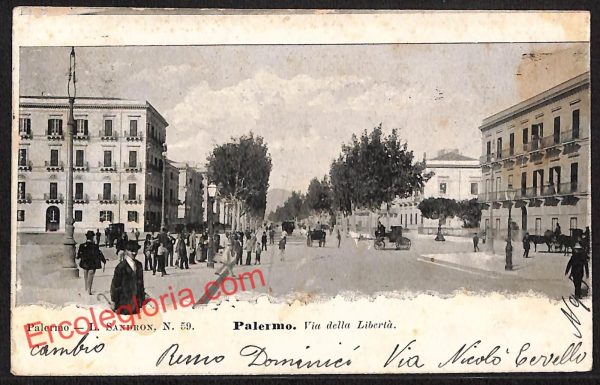 ah4661 - CARTOLINA D'EPOCA - Palermo Città - Via della Libertà