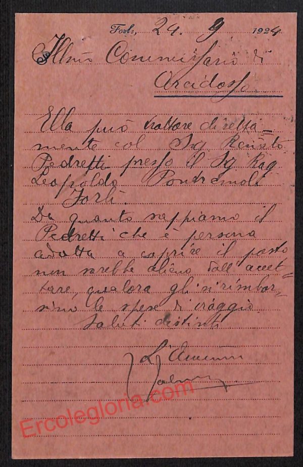 ag0386 - CARTOLINA D'EPOCA - Forlì - Bollettino Nazionale Concorsi e Impegni - immagine 2