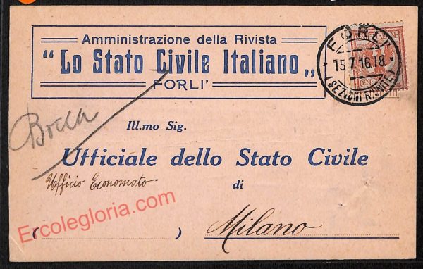 ag0406 - CARTOLINA D'EPOCA - Forlì Città - ''Lo Stato Civile Italiano''