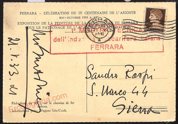 ae6011 - CARTOLINA D'EPOCA - Ferrara Città - Esposizione della Pittura Ferrarese - immagine 2