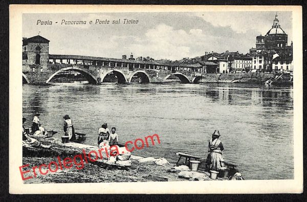 ah5811 - CARTOLINA  D'EPOCA - Pavia Città - Ponte sul Ticino
