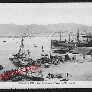 ah4735 - CARTOLINA D'EPOCA - Palermo Città - Porto con veduta della Città